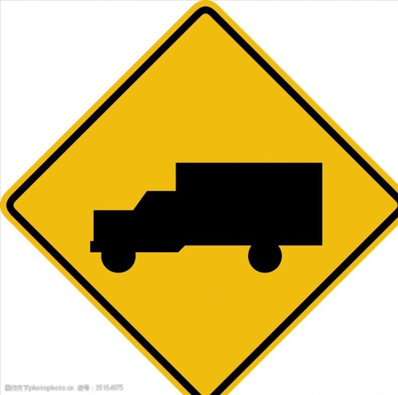 卡通交警外国交通图标注意货车