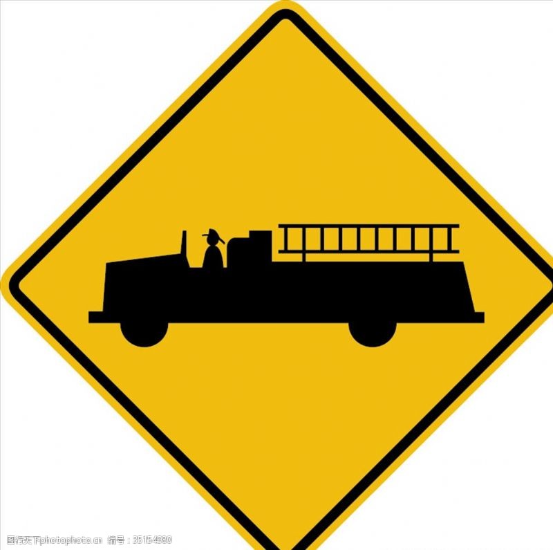 消防车卡通外国交通图标注意货车