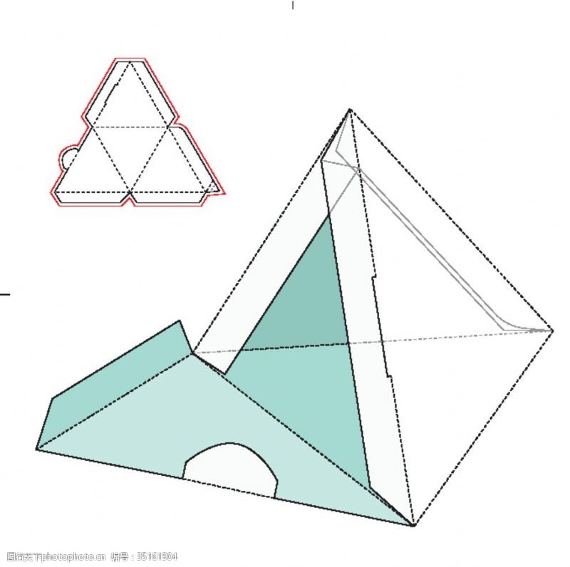 粽子矢量图三角粽子盒包装盒效果图