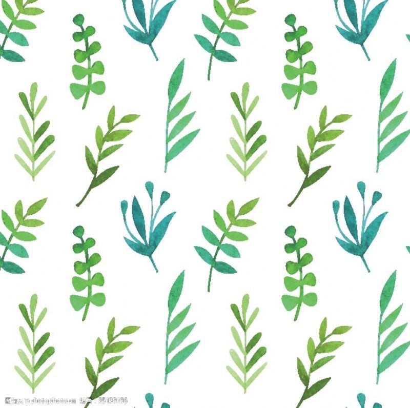 青翠绿叶素材小清新水彩北欧植物
