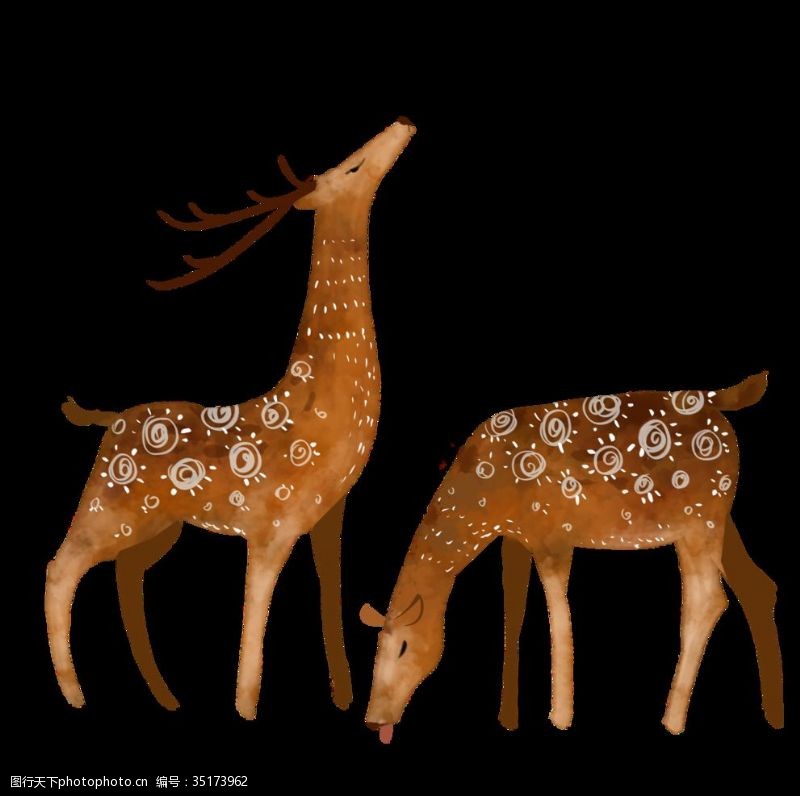 小野花手绘动物小鹿