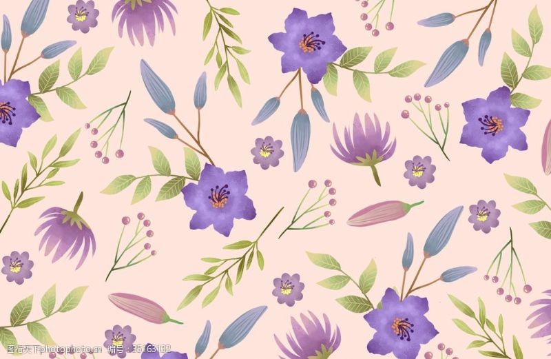 粉紫色小清新花卉元素背景