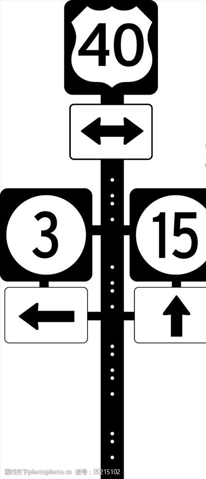 路线指引外国交通图标前方道路指示