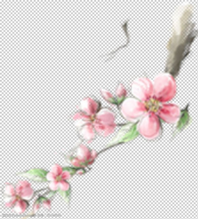 水彩花卉中国风水彩花朵装饰