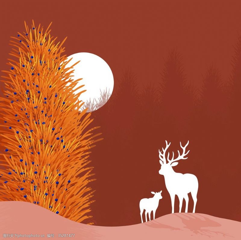 秋天插图秋天的鹿子插图