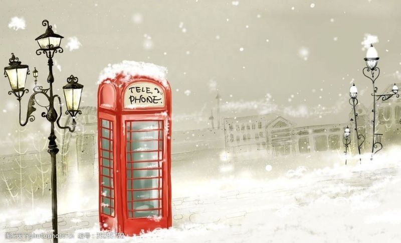 雪人卡通雪景