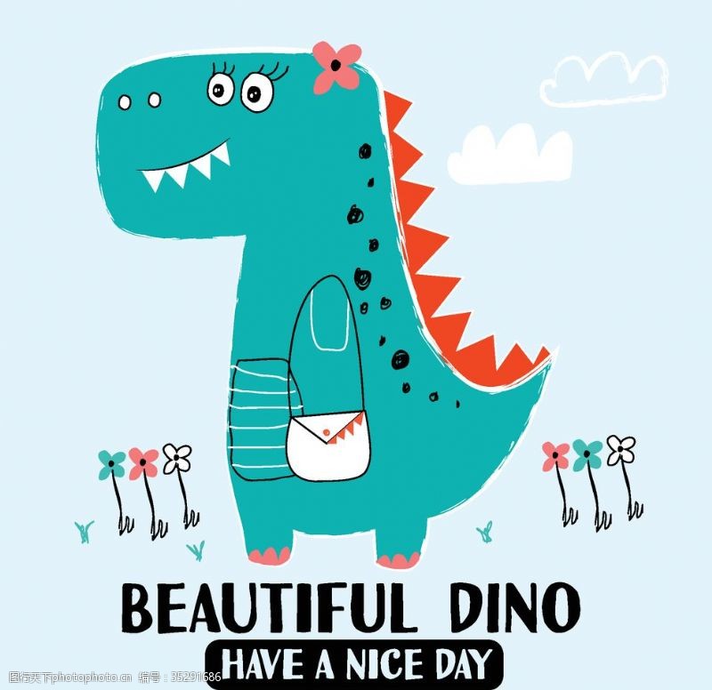 侏罗纪公园卡通恐龙插画图案