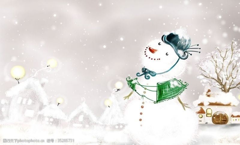 雪人卡通雪景