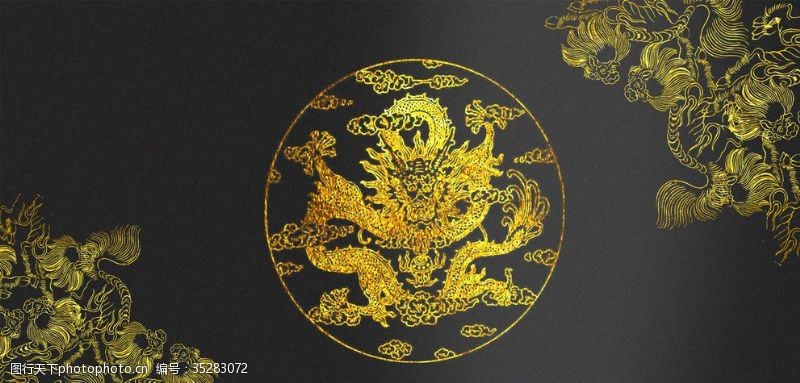 双龙戏珠矢量素材中国风传统龙花纹
