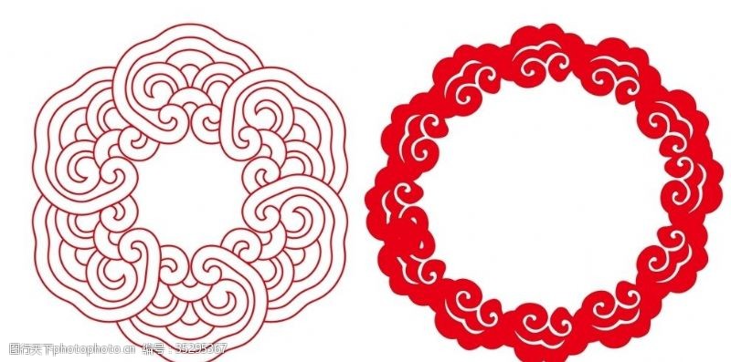 日本图腾红色中国风边框古典祥云装饰