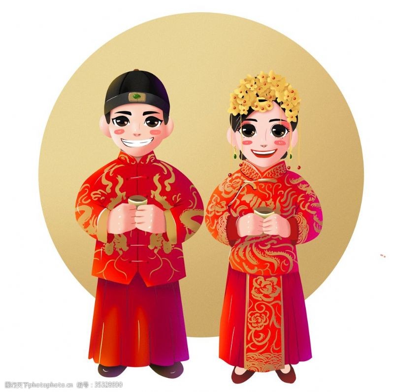 中式新娘中式传统婚礼新娘新郎