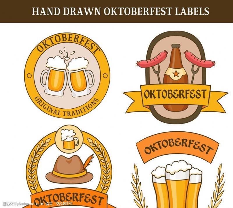 最佳食品饮料广告手工绘制的啤酒节最佳标签
