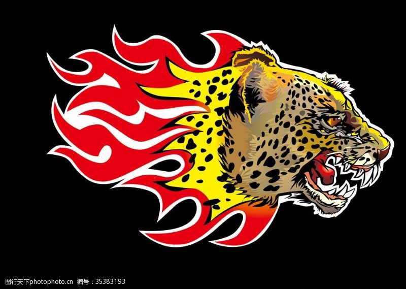 矢量火焰动物系列动物图标系列火焰猎豹头像