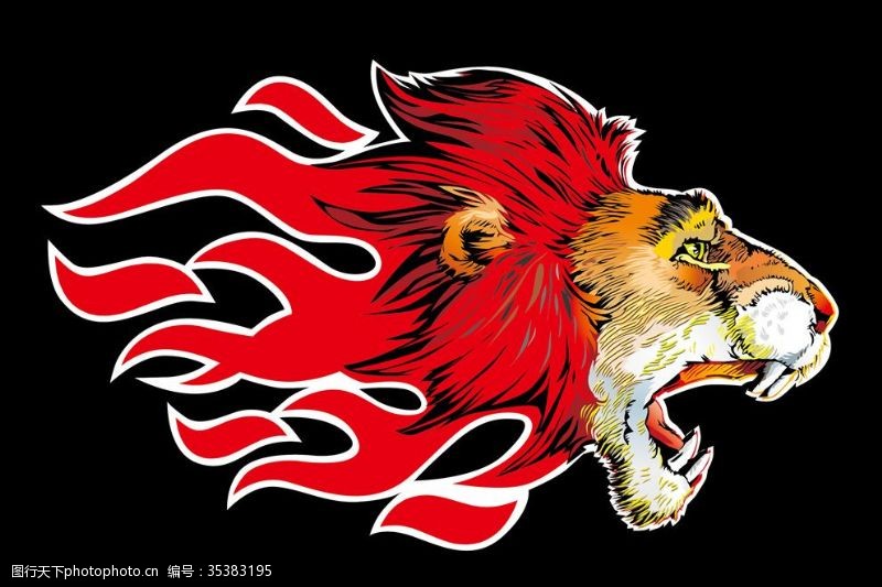 矢量火焰动物系列动物图标系列火焰狮子头像