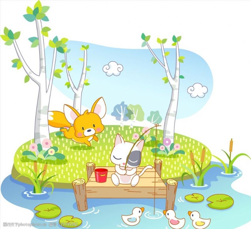 幼儿园剪影卡通动物系列矢量图动物世