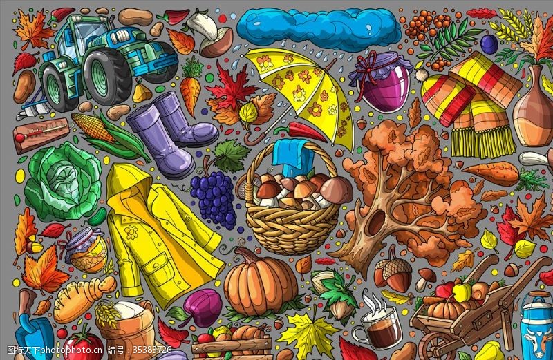 海鲜节海报蔬果彩绘