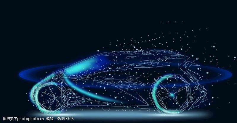 汽车轮廓海报智能驾驶科技粒子线条汽车