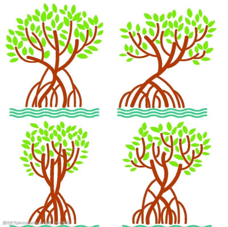 幼儿园剪影卡通树木插图