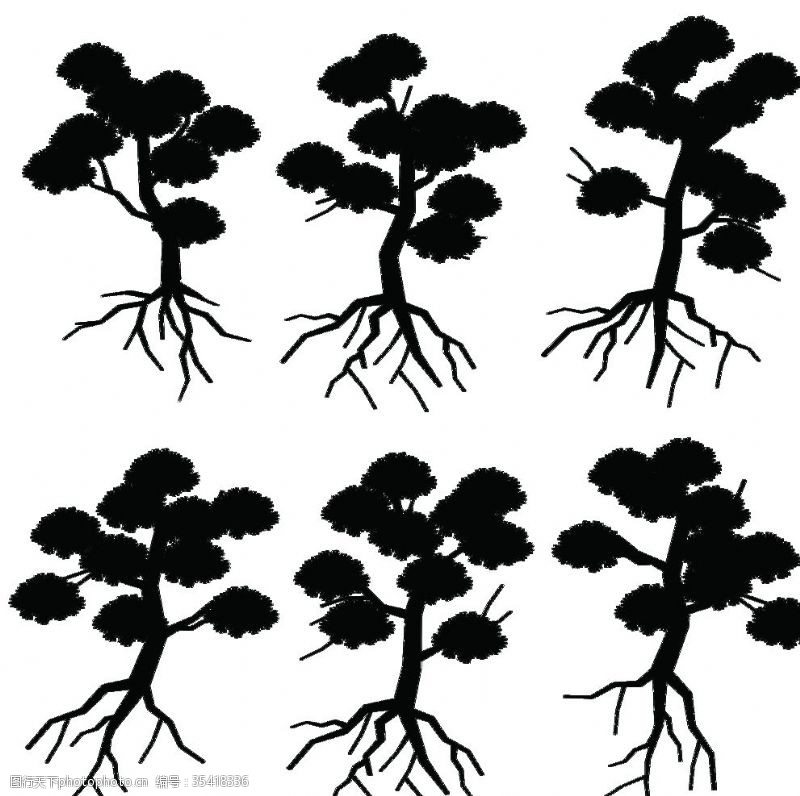 绿荫场卡通树木插图