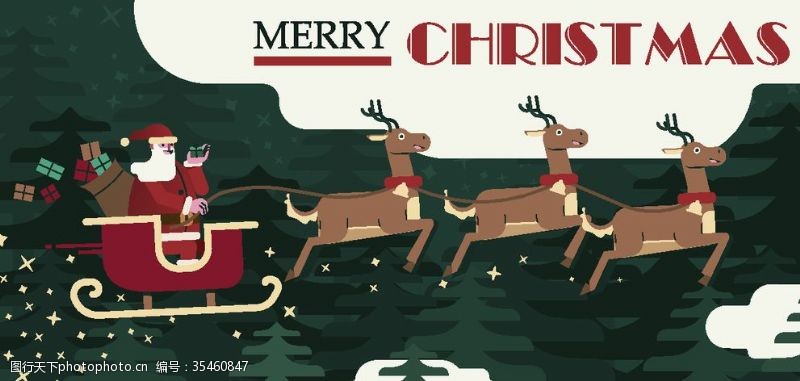 圣诞老人鹿车创意圣诞节圣诞老人和驯鹿车