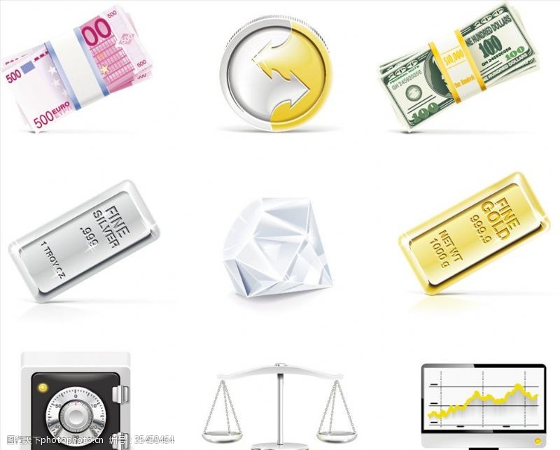 白色保险箱3D系列图标投资理财金融