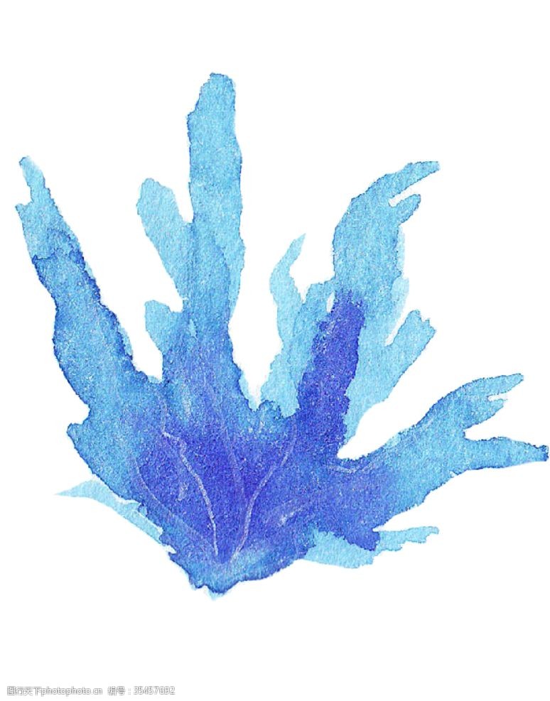 海底世界手绘蓝色珊瑚矢量素材