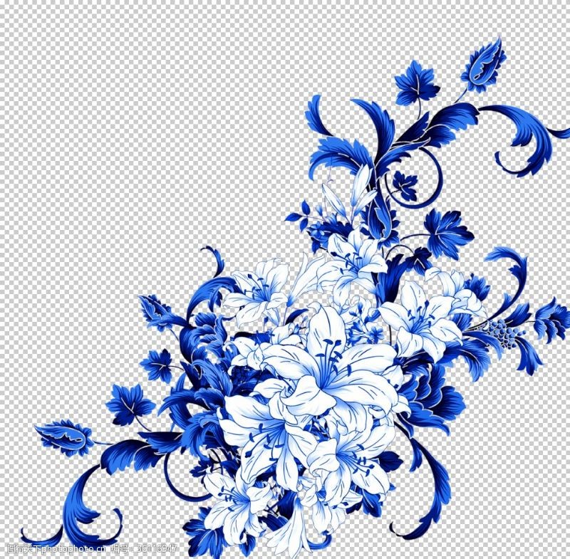 古典婚纱模板青花瓷花纹图案