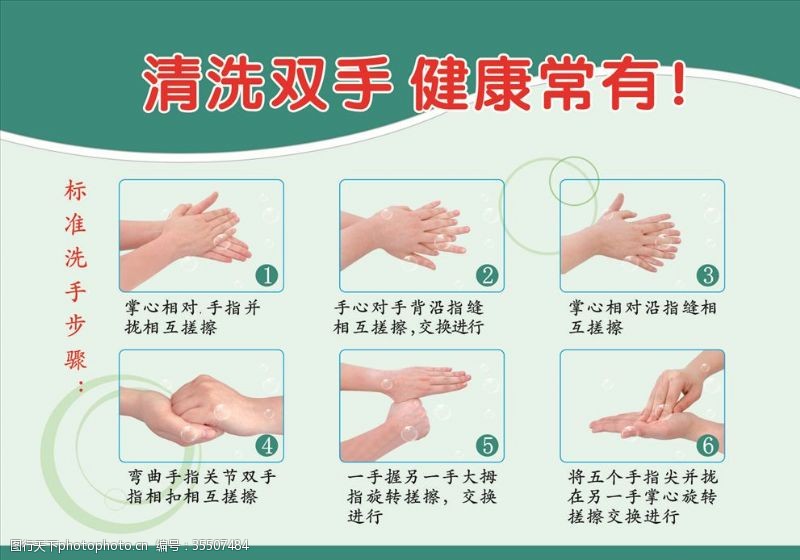 六步洗手法洗手流程图