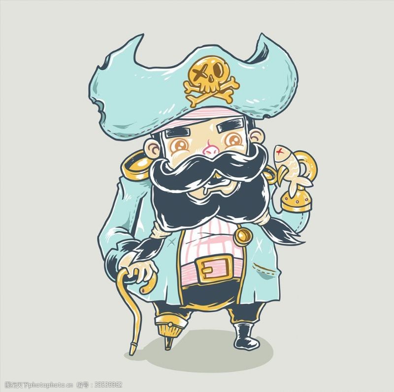 儿童海盗船海盗插画