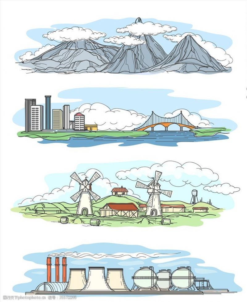 长城工业污染插画
