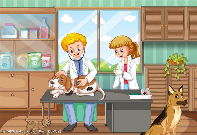 宠物之家名片卡通宠物医生