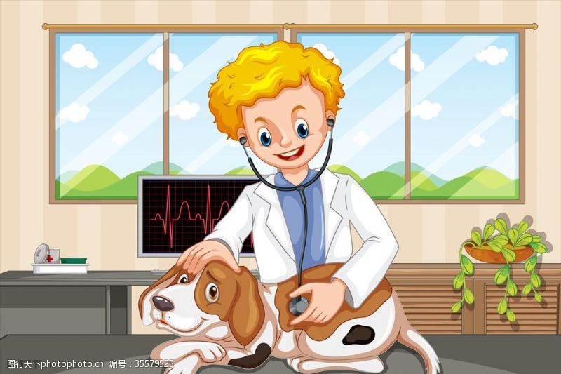 宠物兽医名片卡通宠物医生