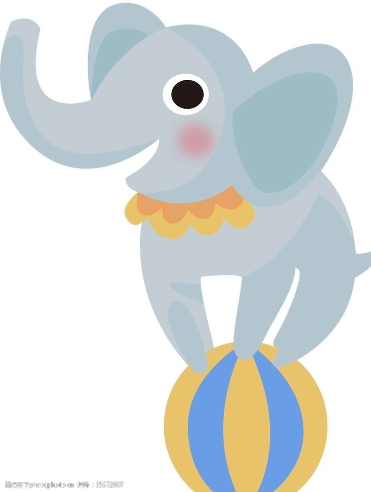 可爱的小象踩球球的大象马戏团卡通小象