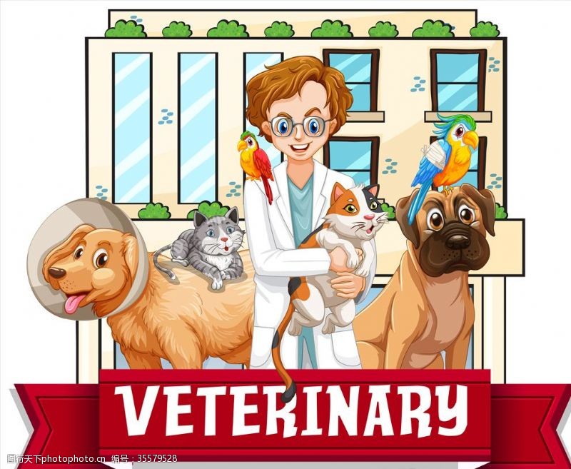 宠物兽医名片卡通宠物医生