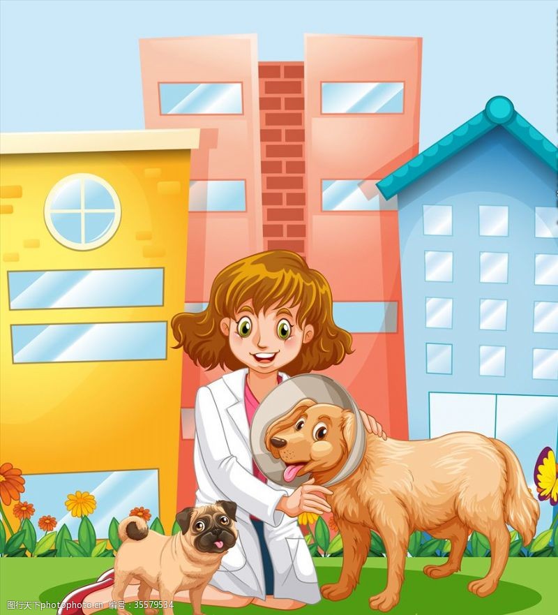 宠物诊所名片卡通宠物医生