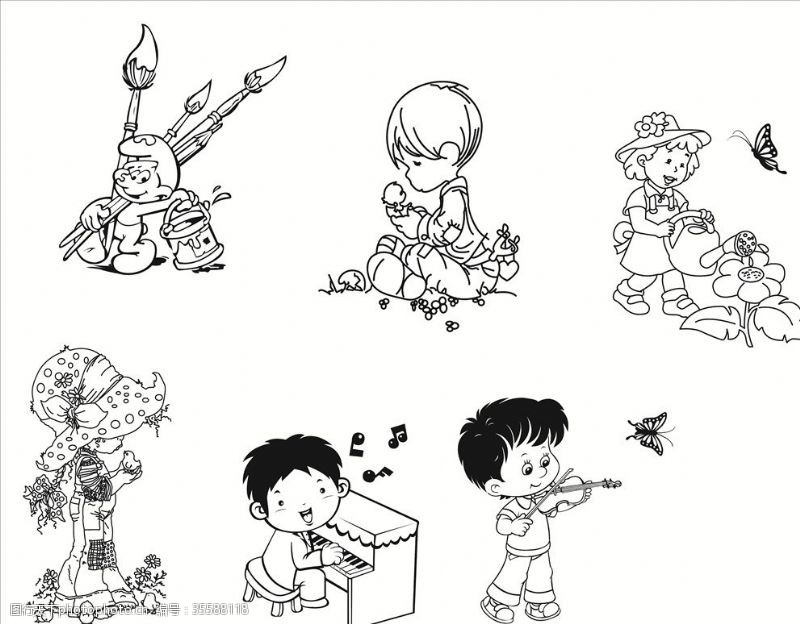 小提琴男孩卡通人物