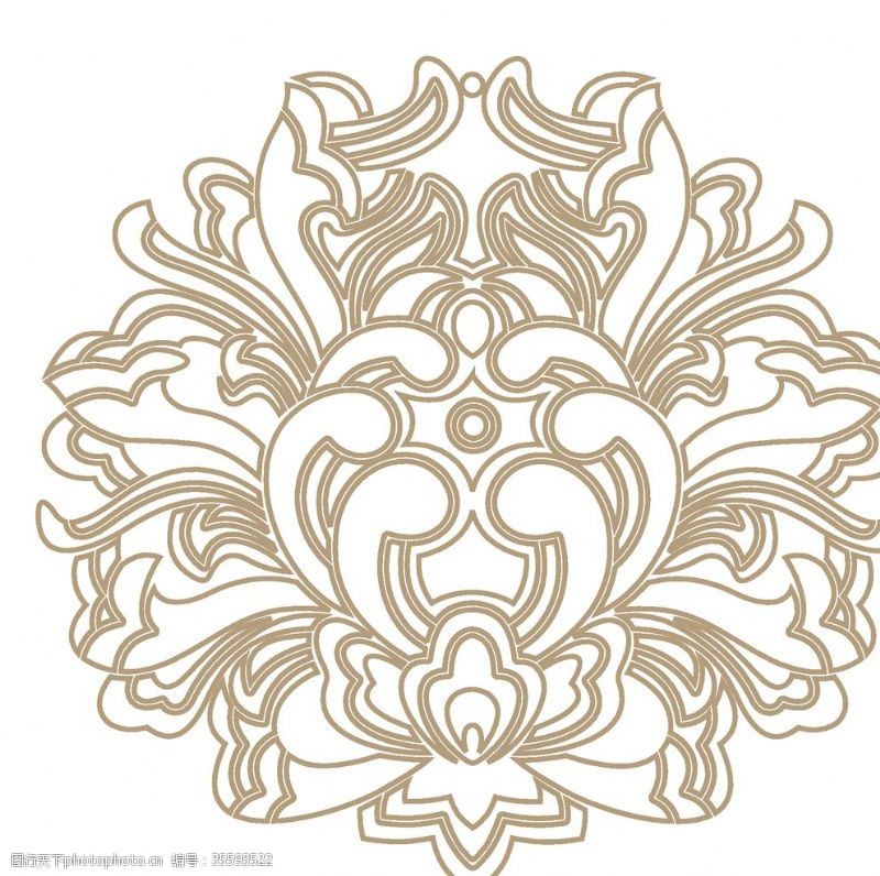 方形标签中式传统花纹图案