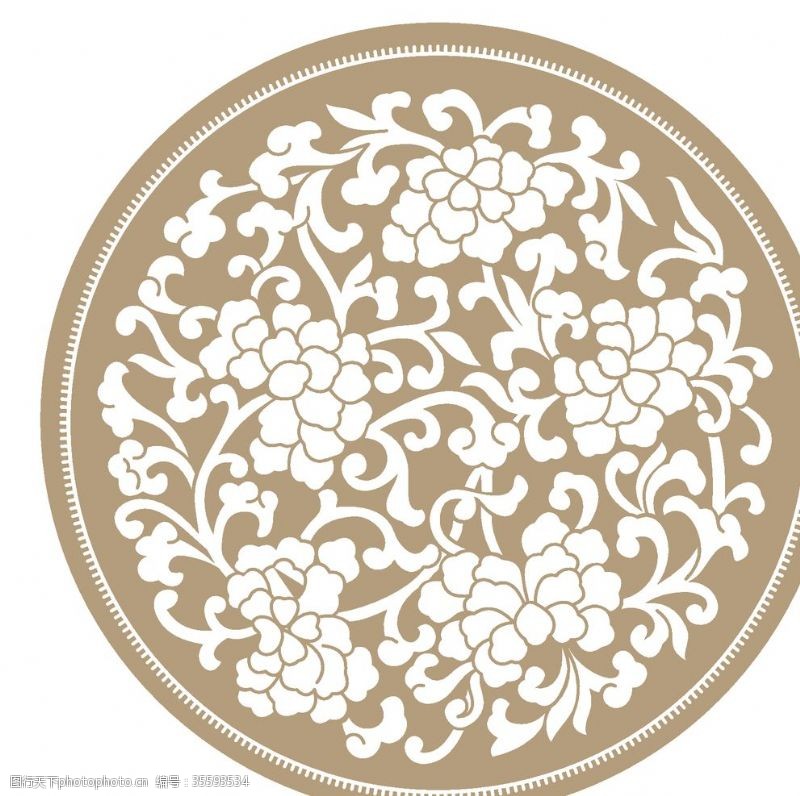 方形标签中式传统花纹图案