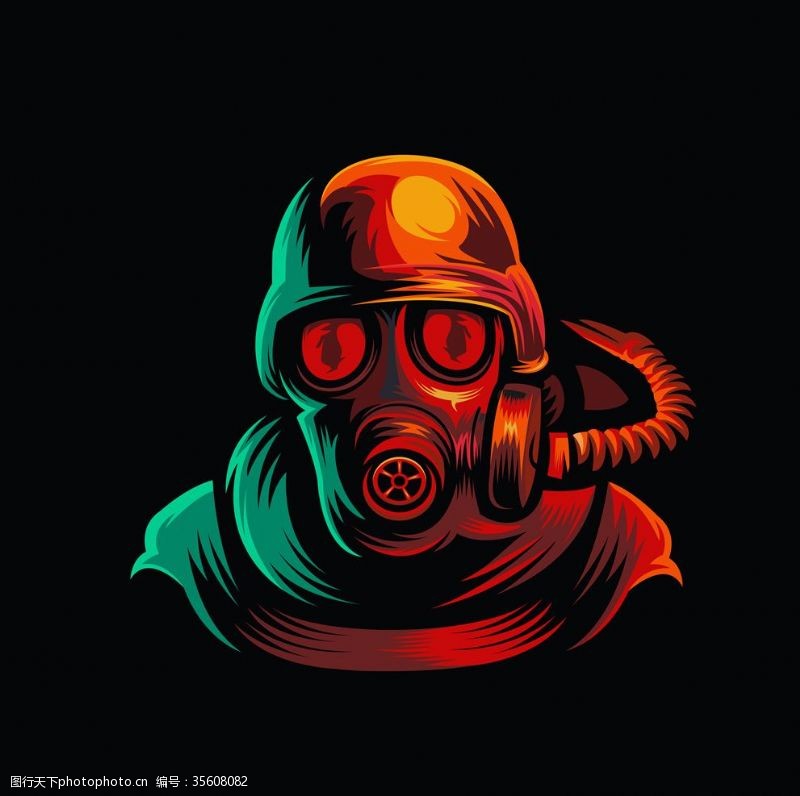 核武器防毒面具插画