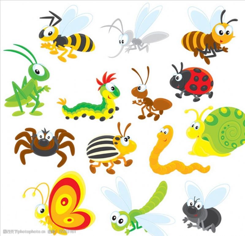 蛱蝶儿童卡通矢量昆虫
