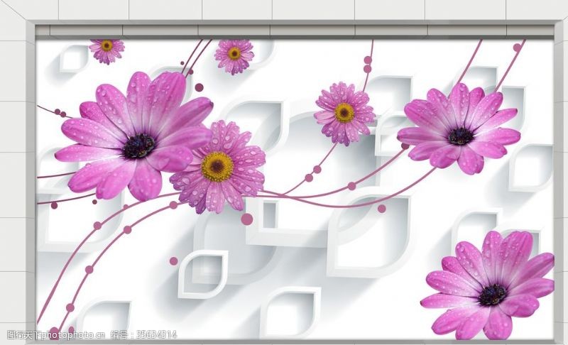 3d浮雕花朵花卉背景墙