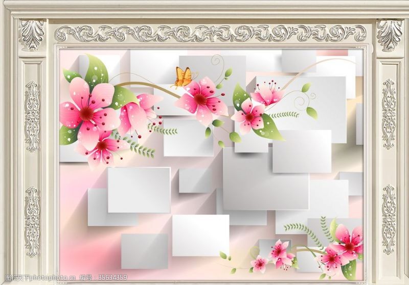 3d浮雕花朵花卉背景墙
