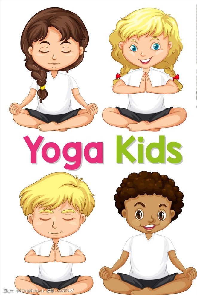 瑜珈卡通儿童插画