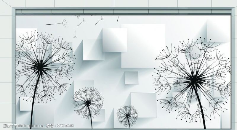 3d浮雕花朵树背景墙