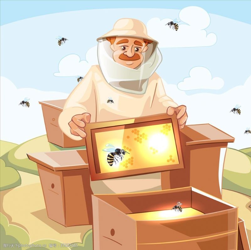 采蜂场景养蜂人
