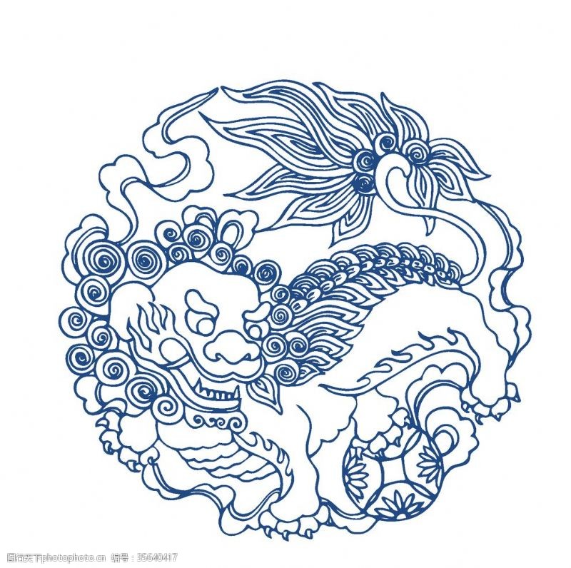 富贵竹元素中国风青花瓷花纹图案