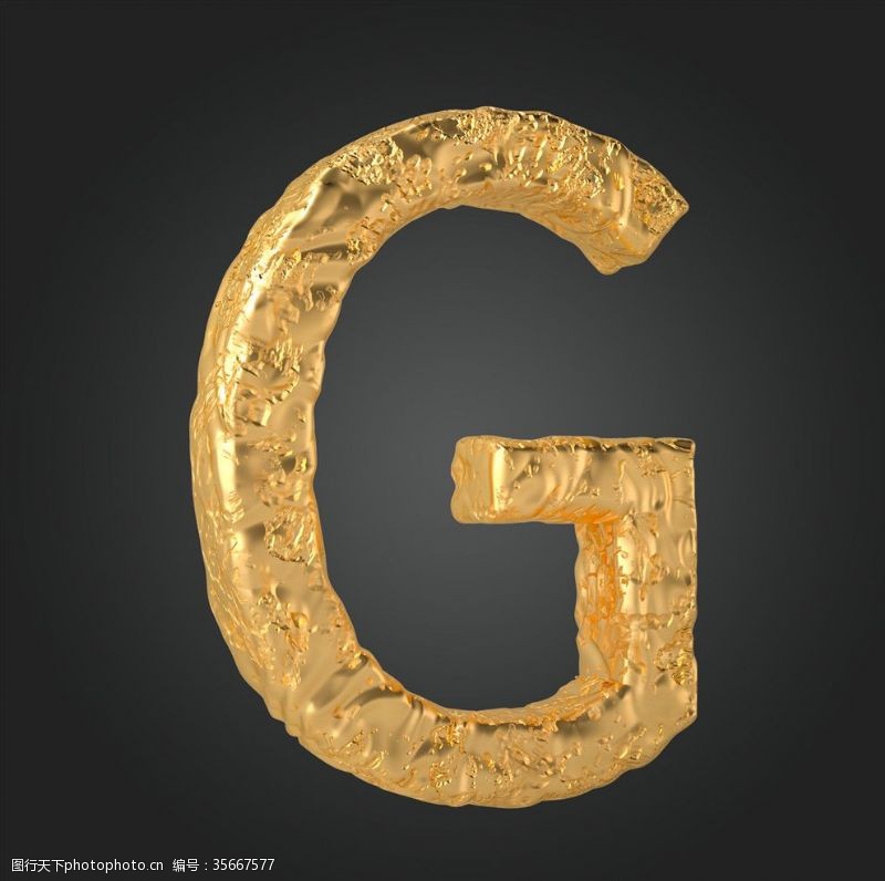 3d金属数字金属质感立体字母G