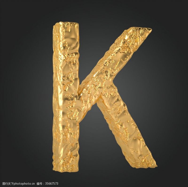 3d金属数字金属质感立体字母K