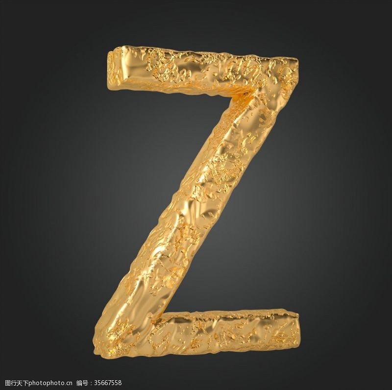 3d金属数字金属质感立体字母Z