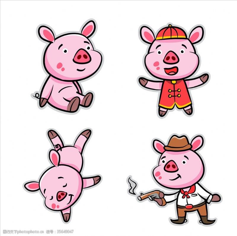 宠物剪影卡通小猪